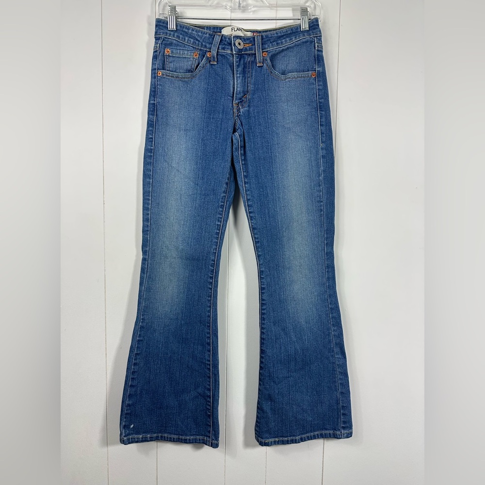 Vintage Levis Low Stretch 519 Blue Flare Jeans Size 1 Juniors Short Y2K